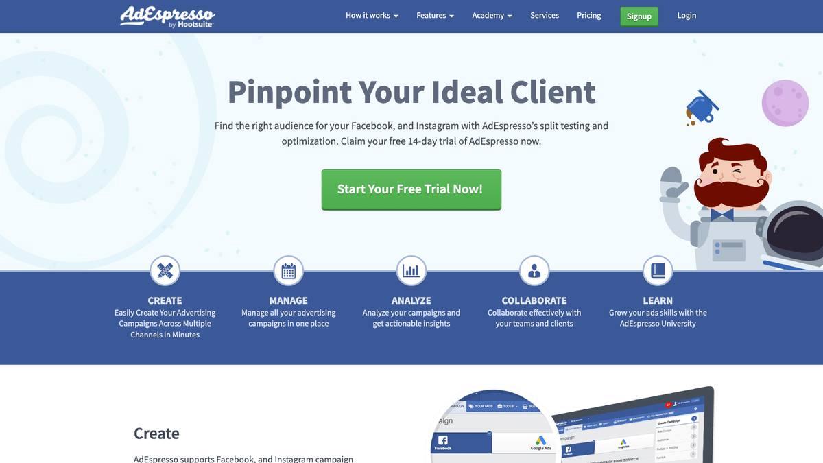 AdEspresso homepage